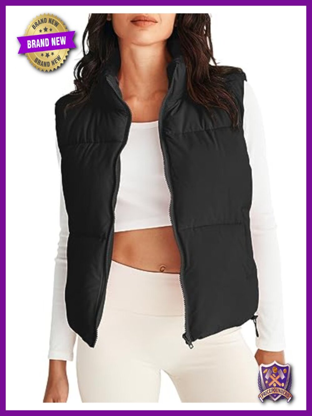 MEROKEETY Women's Puffer Vest Sleeveless Zip-Up Quilted Winter Coat